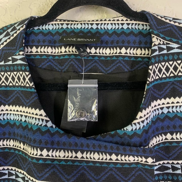 LANE BRYANT Black & Teal Geometric Aztec Stripe Long Sleeve Blazer Jacket-NWT‎ - Picture 3 of 16